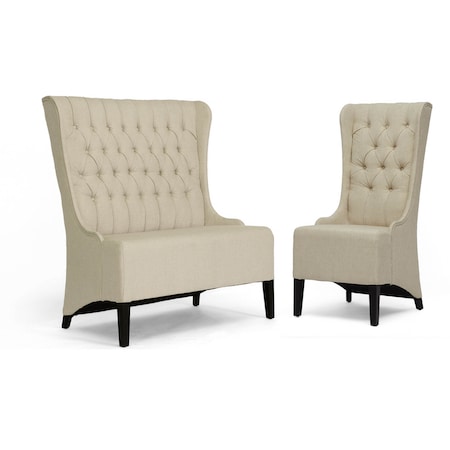 Baxton Studio Vincent Beige Linen Modern Loveseat Bench And Chair Set 78-4162-4163